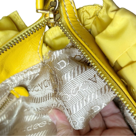 PRADA Tessuto Nylon Yellow 2-Way Gaufre Bag Rare - Picture 15 of 15